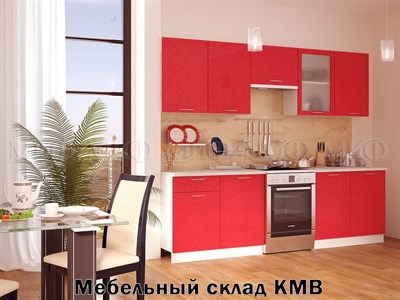 Кухонный гарнитур Техно красный металлик 2,2 м. - фото 12407